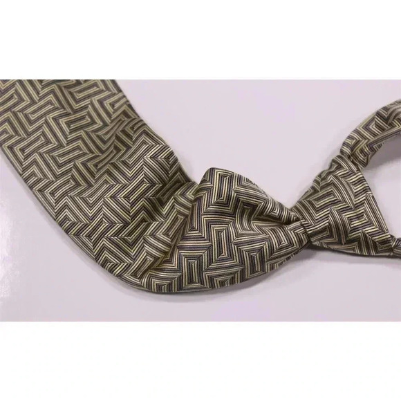 Paul Stuart Made in England by Drakes Gray/Gold Textured Woven Silk Necktie Tie - Picture 1 of 6